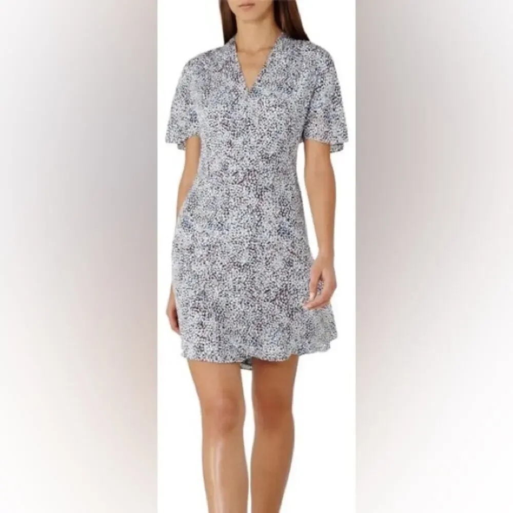 Reiss Ditsy Mosaic Print Silk Casual Dress Size 8 Medium Femme Multicolor Prose